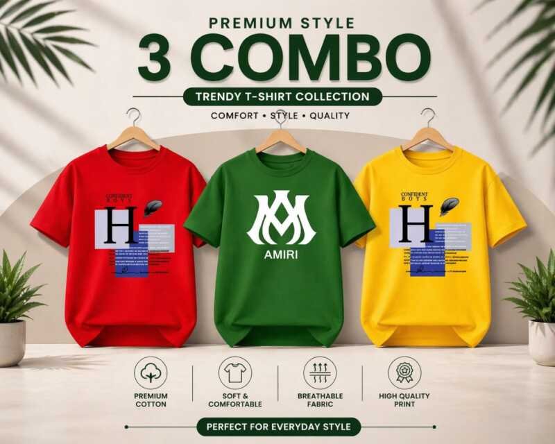 premium quality boys T_shirt 3 pice combo set…..